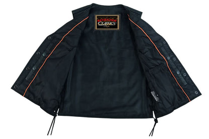 Ella Women's leather motorcycle vest -  Black