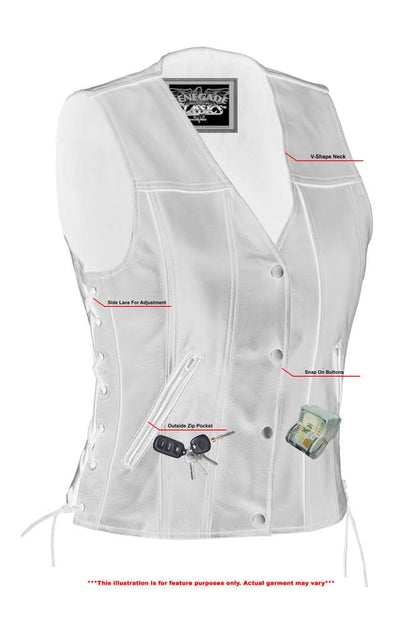 Ella Women's leather motorcycle vest -  Black