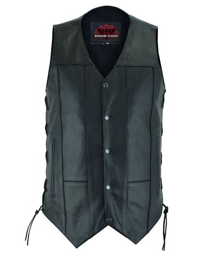 Men's Ten Pocket Utility Black Vest - TALL