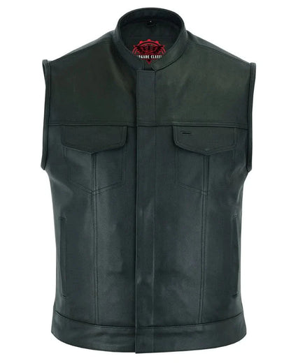 Blackhawk Scoop Collar Men's Motorcycle Vest - Smart Access Pocket & Hidden Zipper