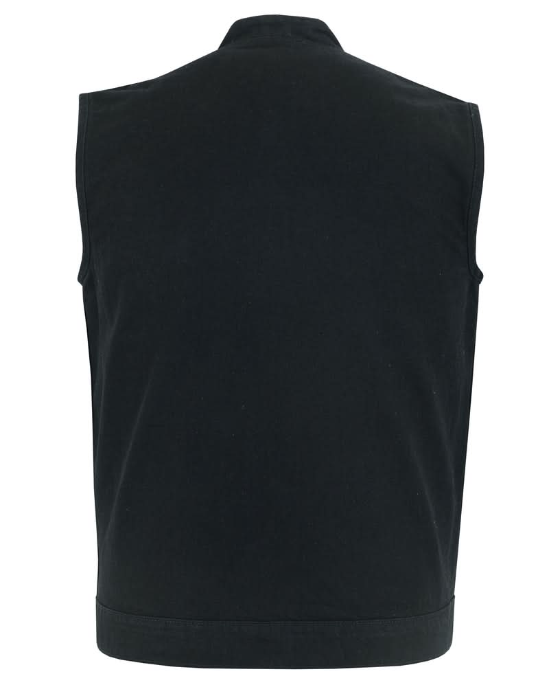 Weston Black Men's Denim Motorcycle Vest – Single Panel Back