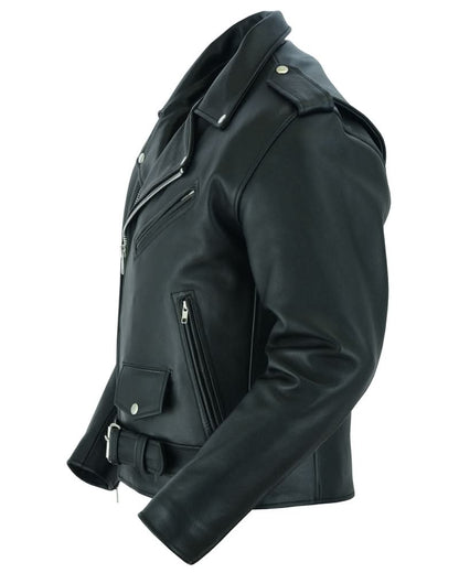 Super Arnold Men's Black Leather Jacket – Retro Design