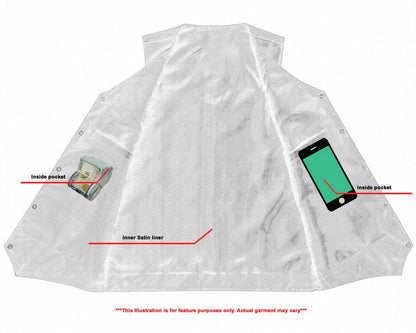 Men's Tall Classic Motorcycle Leather Vest - Black