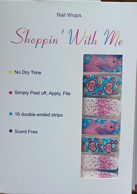 Unicorn Hearts Nail Wraps