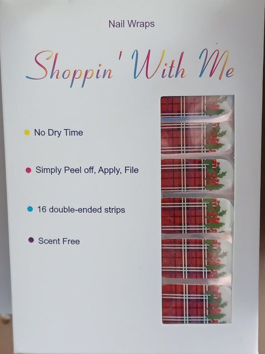 Xmas Plaid & Holly Nail Wraps