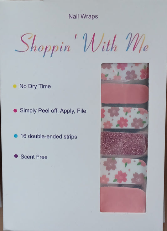 Peach Floral Nail Wraps