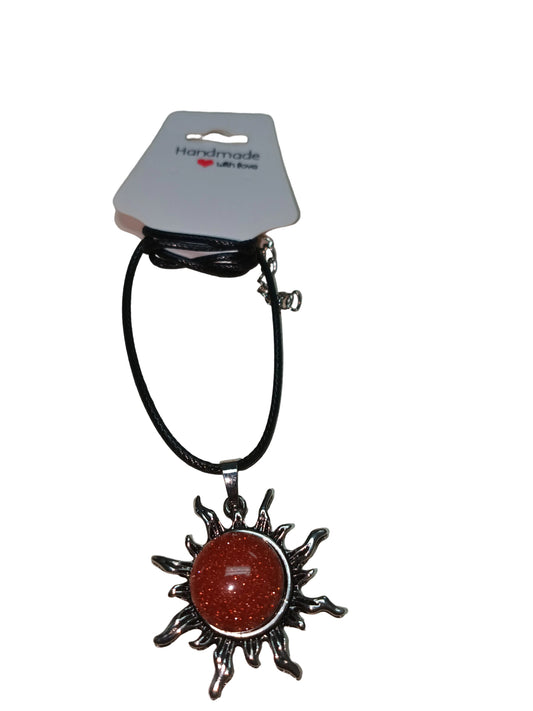 Goldstone Sun Pendant Necklace