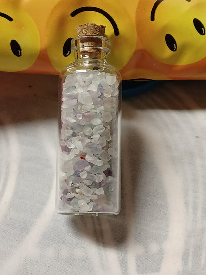 Gemstone Chip in Glass Bottle