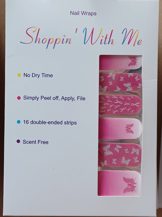 Breast Cancer Butterflies Nail Wraps