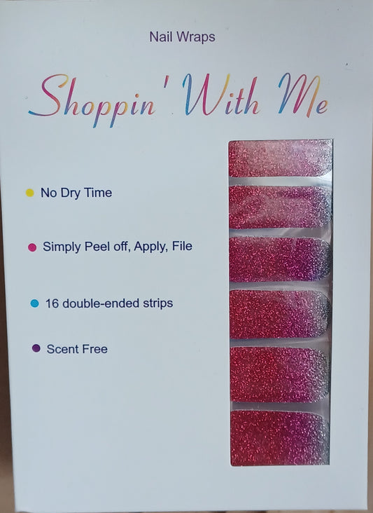 Red Glitter with Silver Tips Nail Wraps