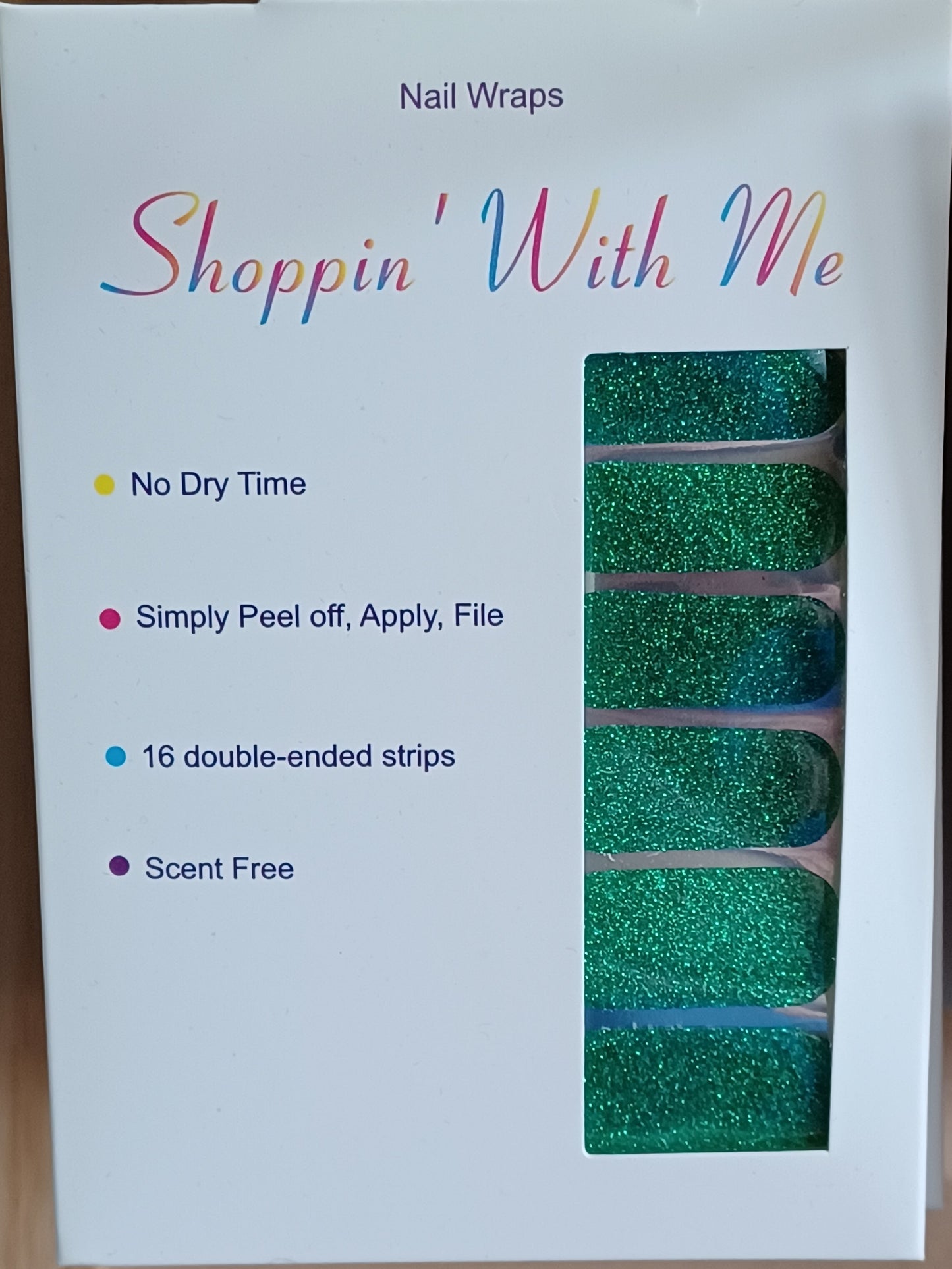 Kelly Green Glitter Nail Wraps