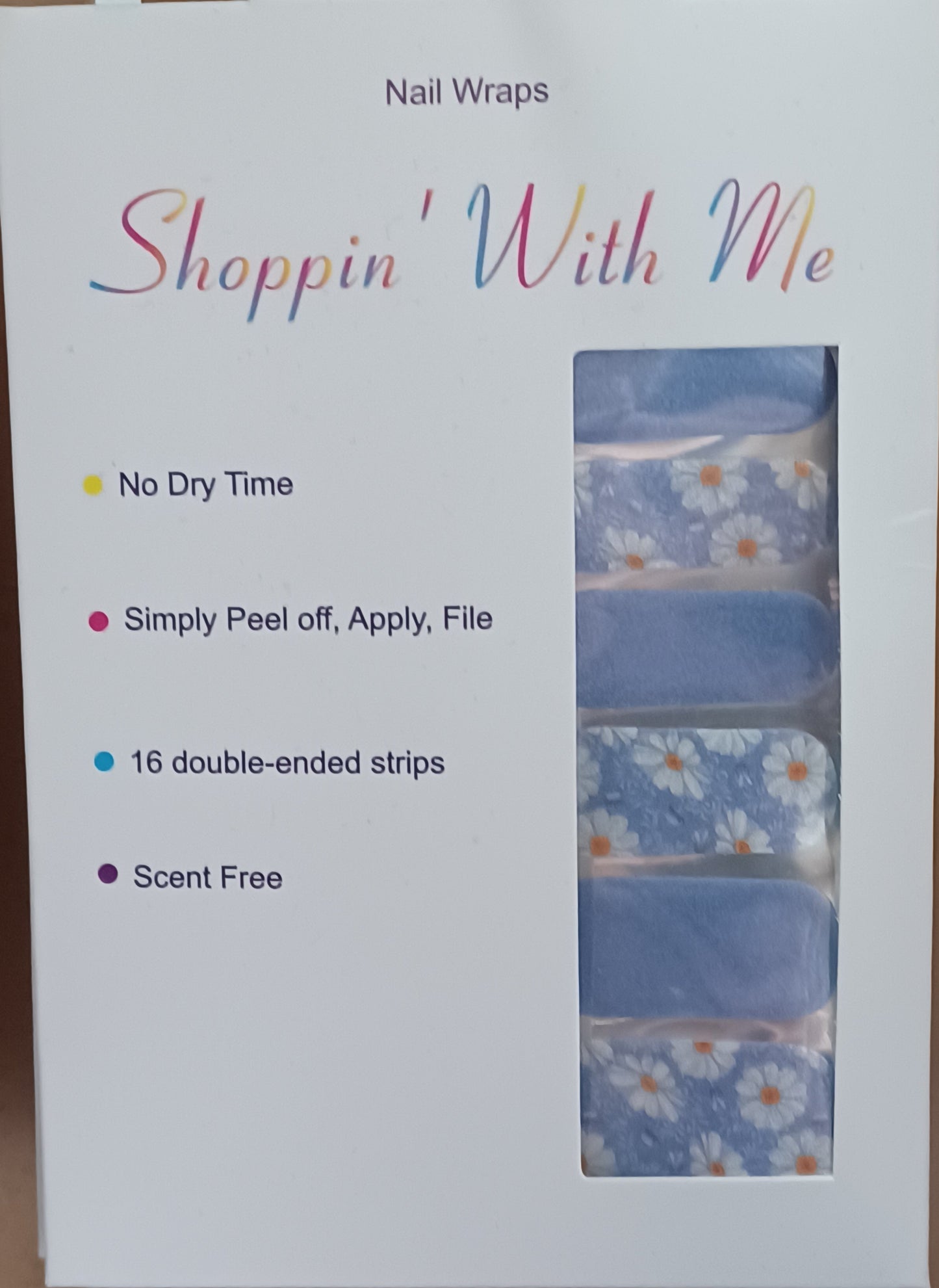 Blue Floral Daisy Nail Wraps
