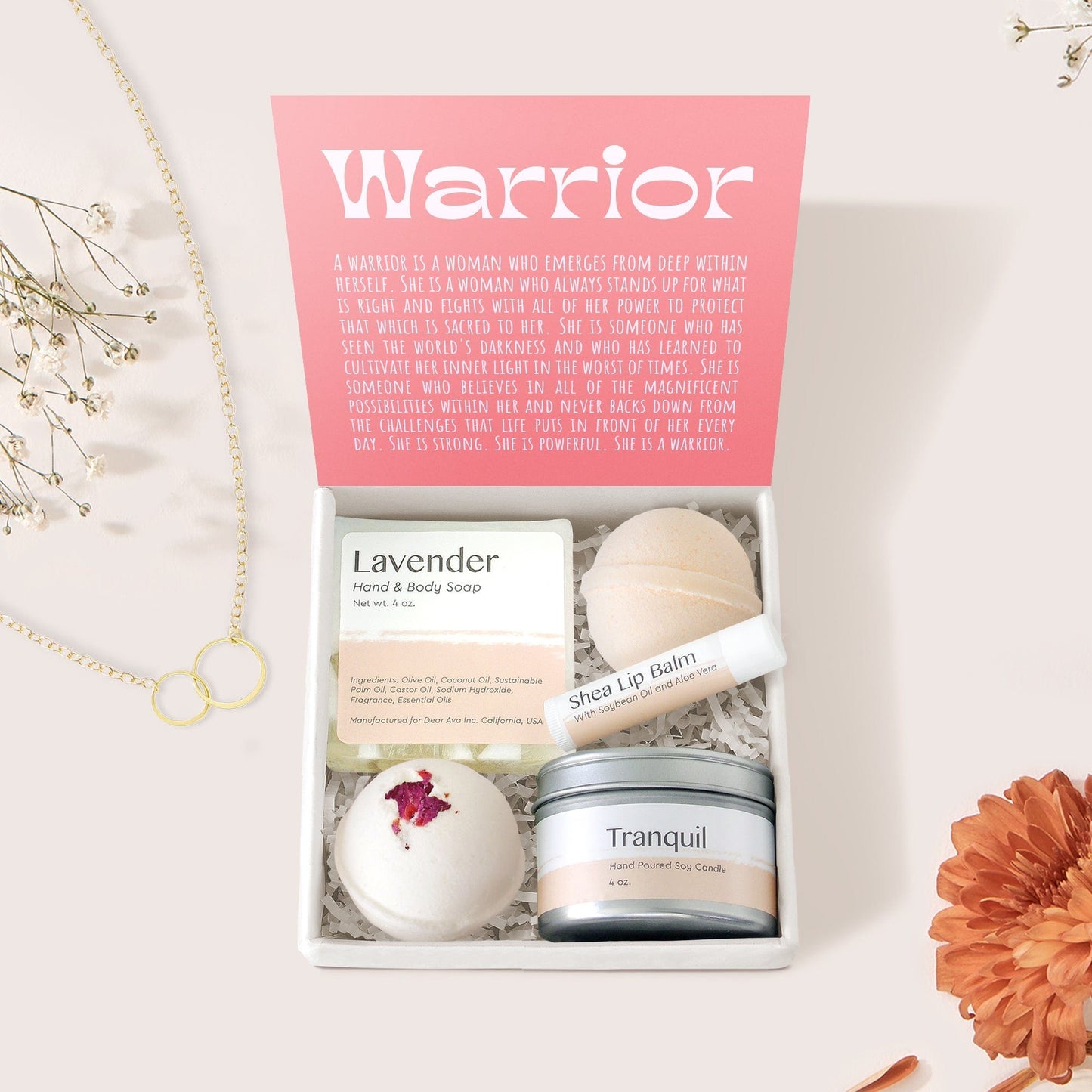 Warrior Double Circle Necklace Spa Gift Box Set