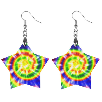 Wooden Tie Dye Swirl Earrings