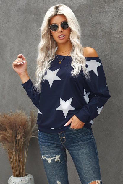 Star Print Long Sleeve Sweatshirt