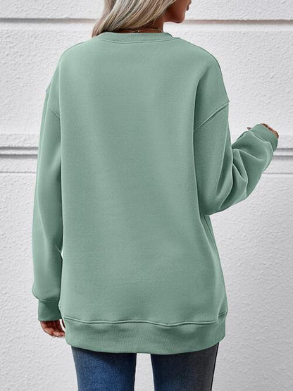 Round Neck Letter Graphic Long Sleeve Sweatshirt