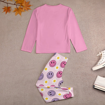 Pink Smileys Girl's Pajama Set