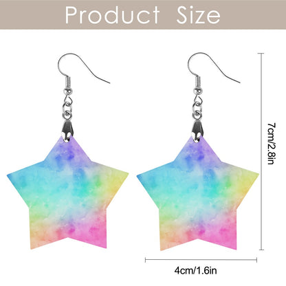 Wooden Tie Dye Earrings