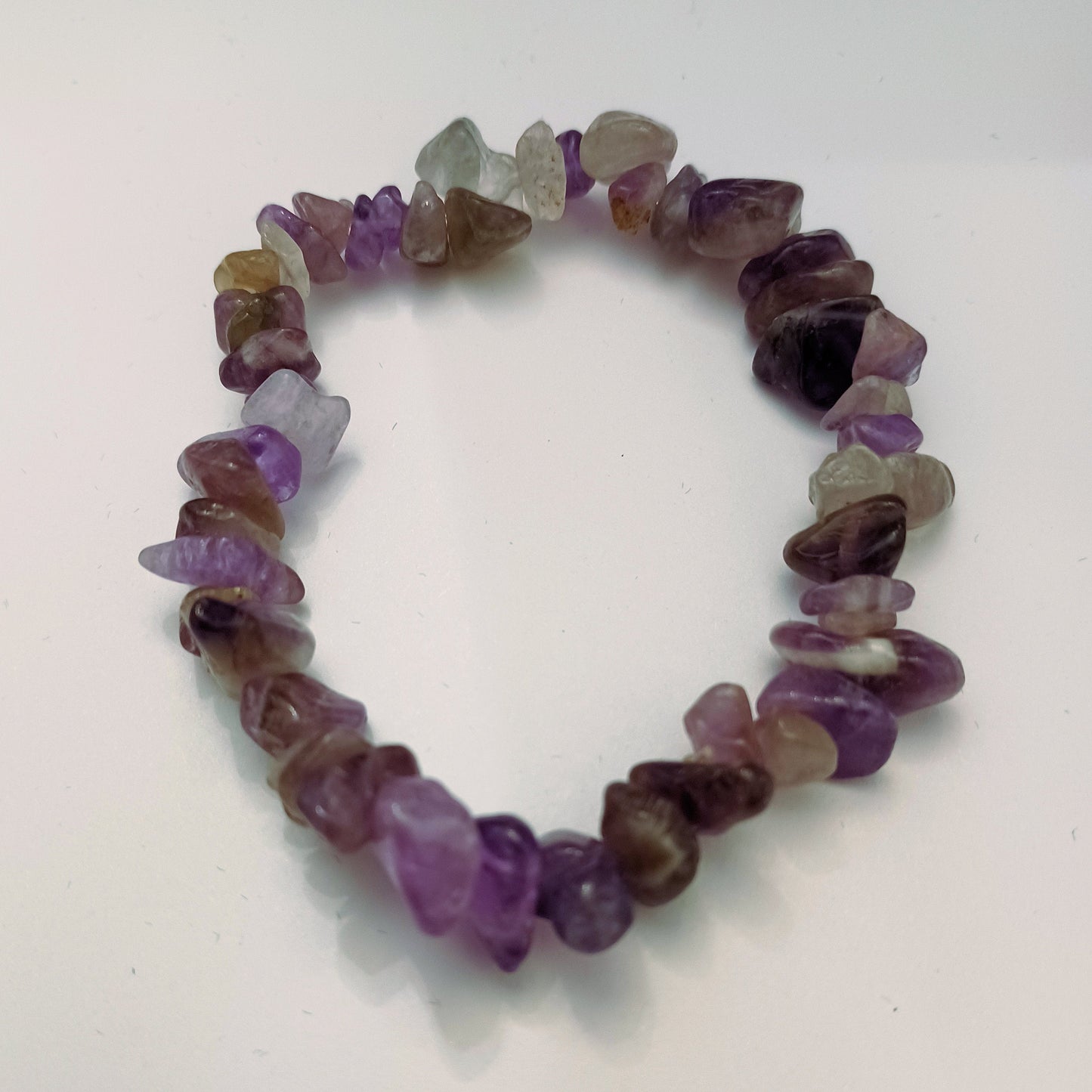 Fluorite and Amethyst Natural Stone Stretch Bracelet