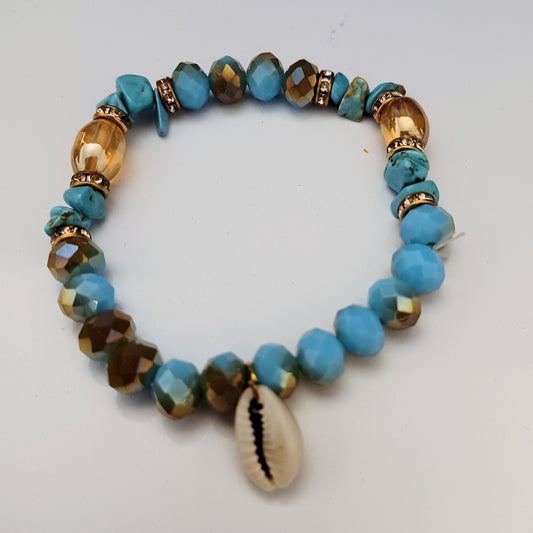 Turquoise Bracelet with Shell Charm