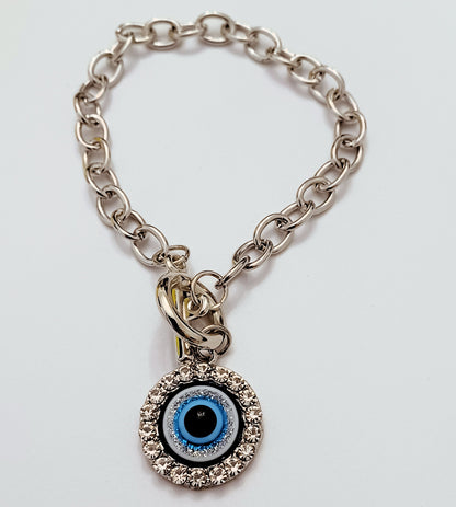 Evil Eye With Silver Chain Bracelet