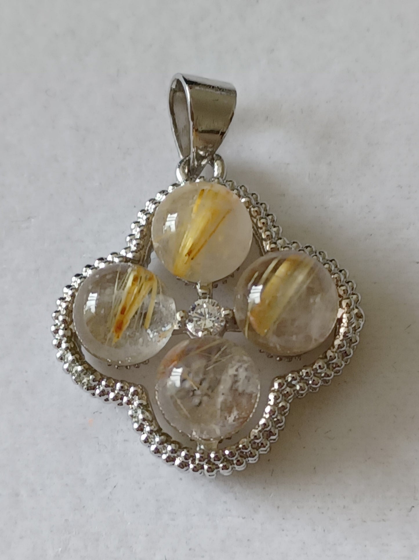 4 Stones + Rhinestone Pendant