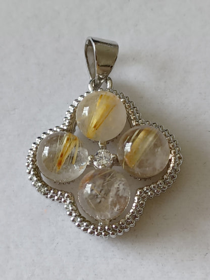 4 Stones + Rhinestone Pendant