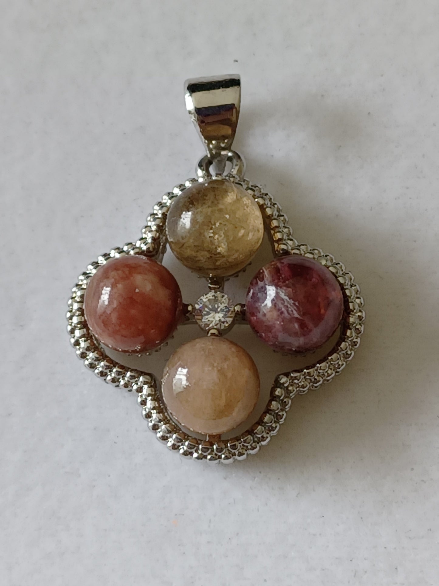 4 Stones + Rhinestone Pendant