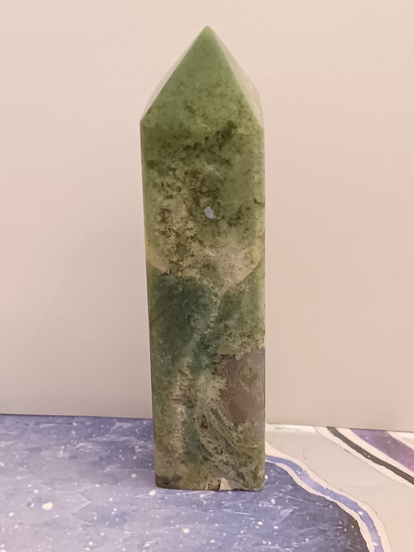 Green Moss Agate Tower Point