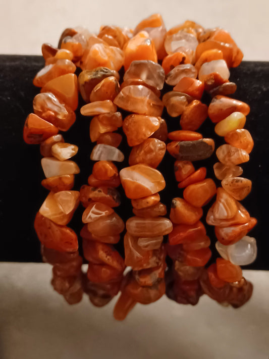 Carnelian Agate Natural Stone Stretch Bracelet