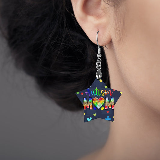 Wooden Autism Mom Earrings