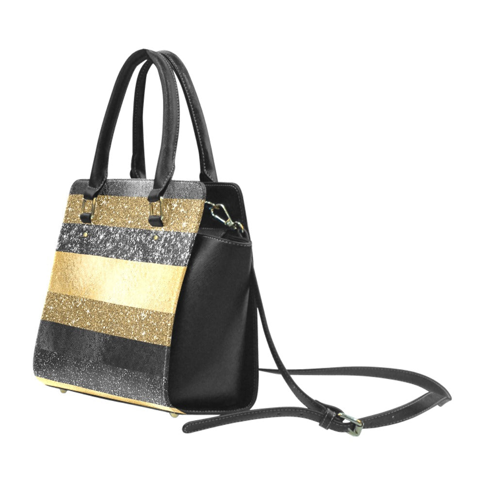 Glitter Stripes Classic Shoulder Handbag