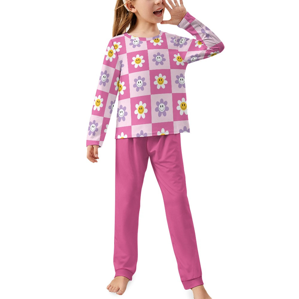Deep Pink Floral Girl's Pajama Set