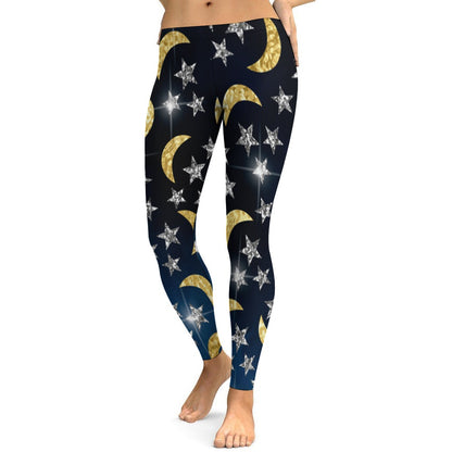 Moon and Stars Soft Ladies Tight Yoga Pants