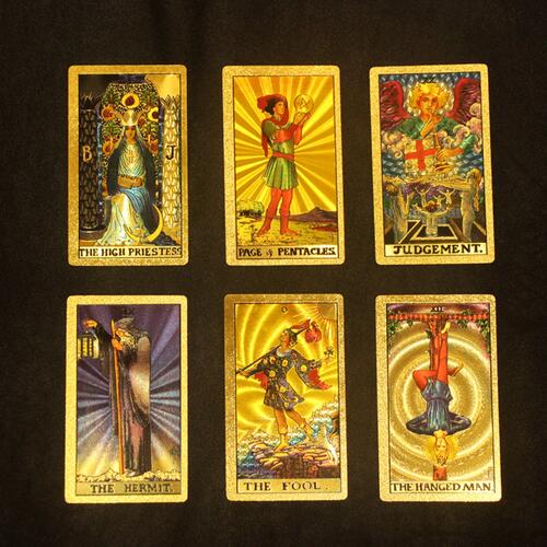 80-Card Gold Foil PVC Plastic Tarot Cards With Guidebook & Box