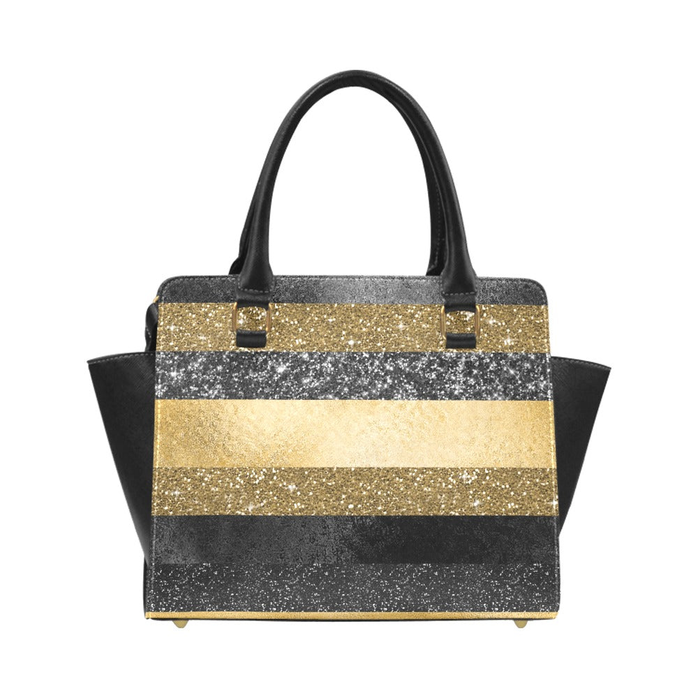 Glitter Stripes Classic Shoulder Handbag