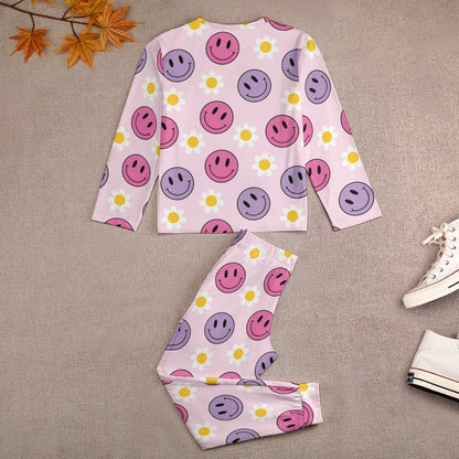 Smiley Floral Girl's Pajama Set