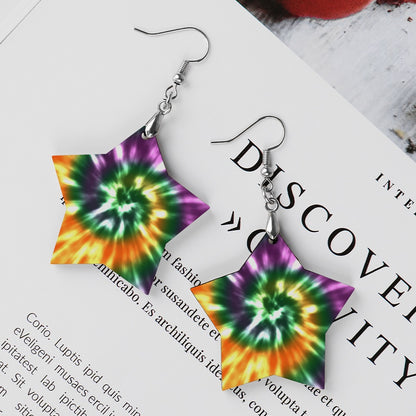 Wooden Tie Dye Swirl Earrings