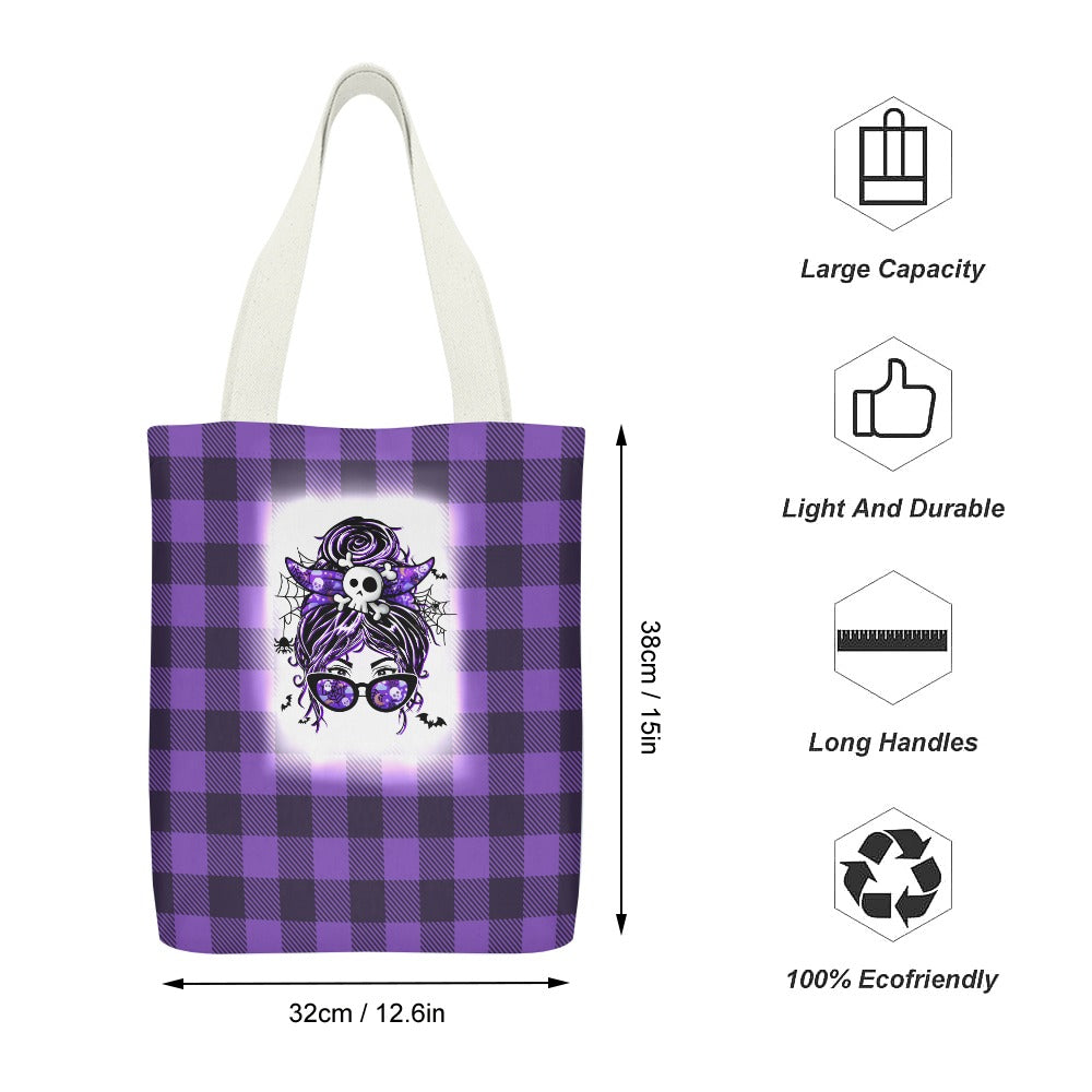 Witch Mom Canvas Tote Bag Inside pocket(double-sided design)