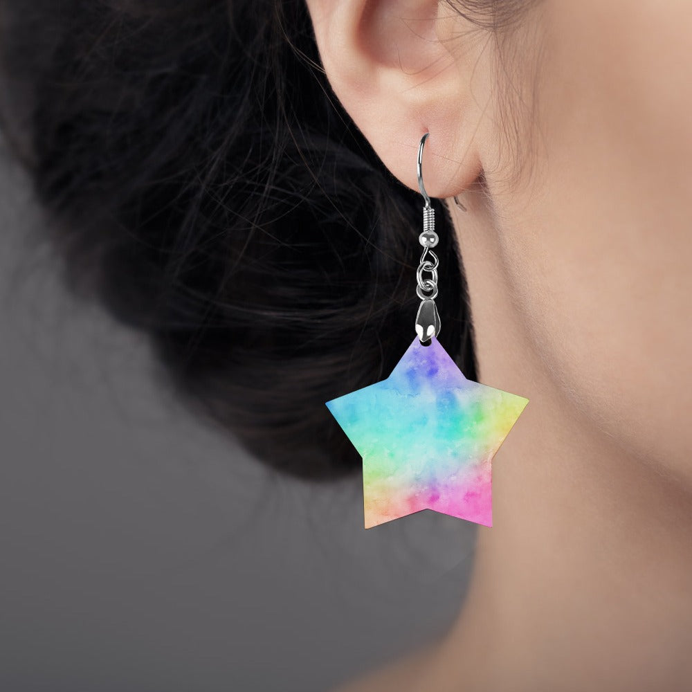 Wooden Tie Dye Earrings