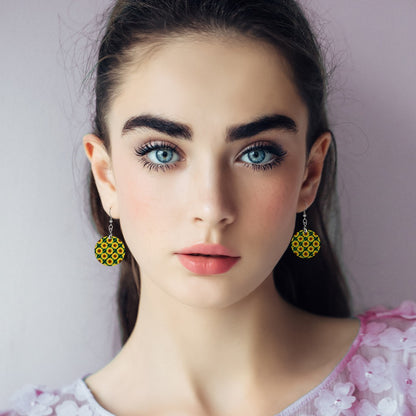 Wooden Sunflower Earrings