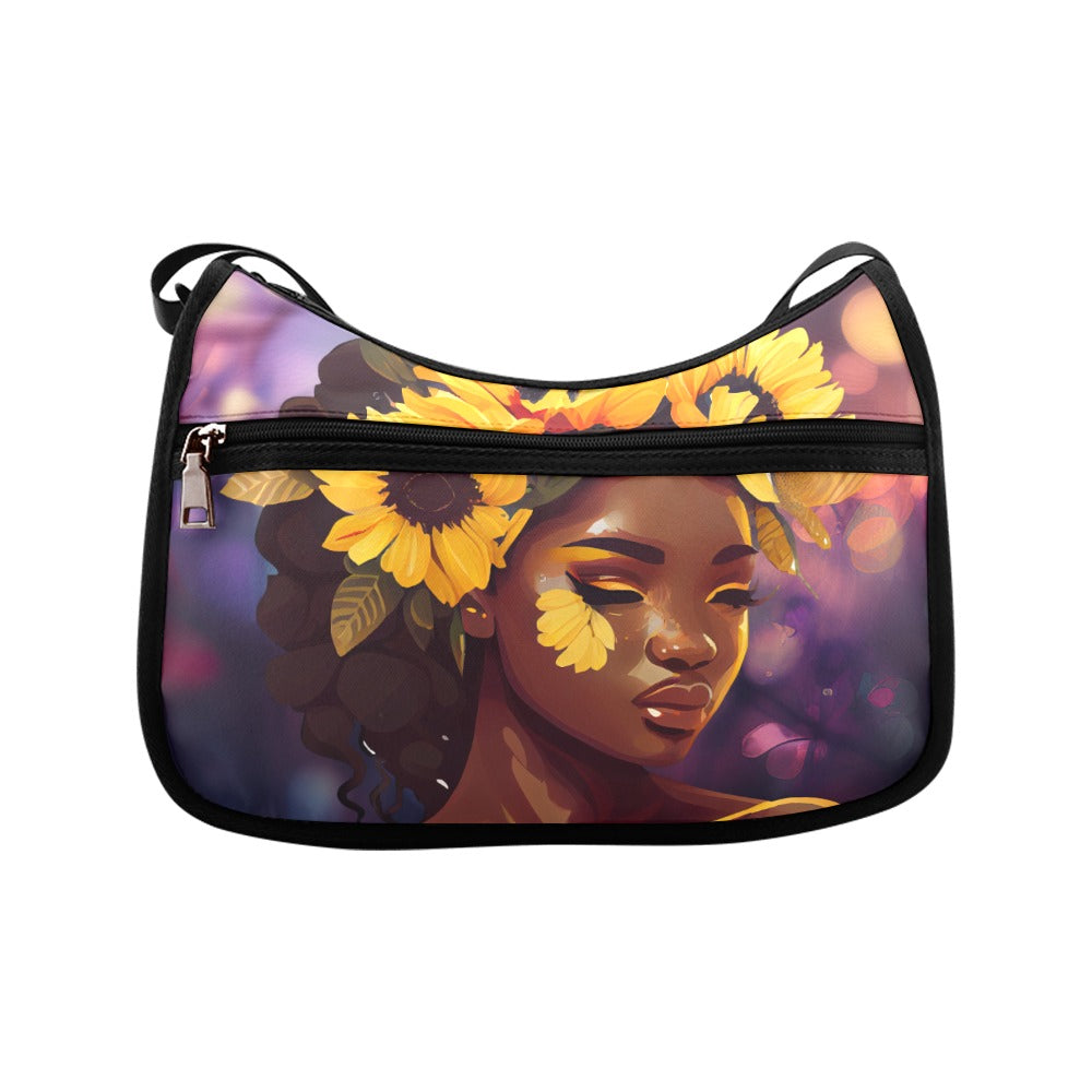 Floral African American Beauty Shoulder Bag