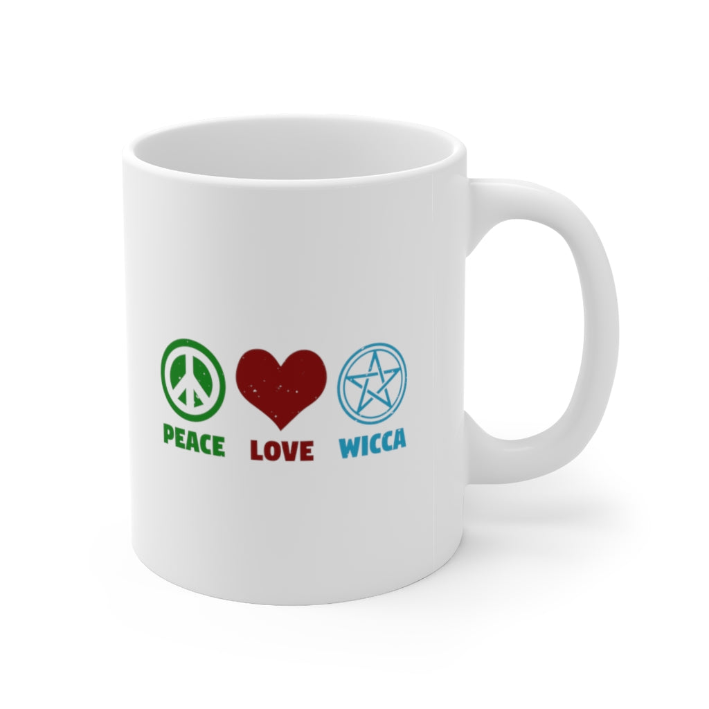 Peace Love Wicca Ceramic Mug 11oz
