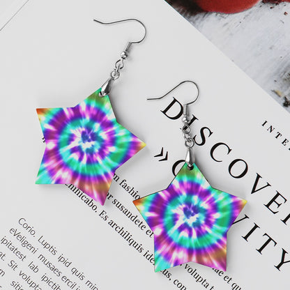 Wooden Tie Dye Swirl Earrings