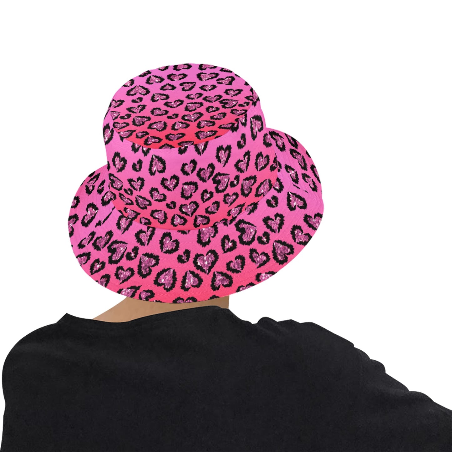 Pink Leopard Hearts Summer Bucket Hat