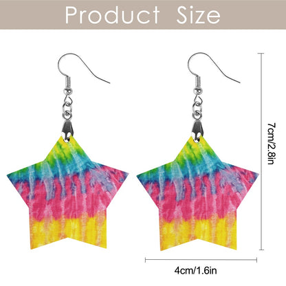 Wooden Tie Dye Earrings