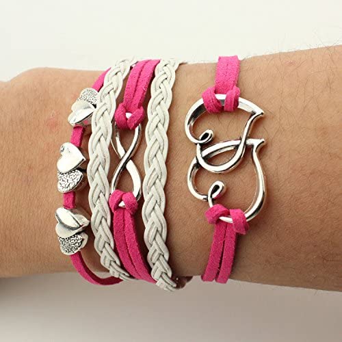 Pink and White Hearts Infinity Hearts Multi-Layered Bracelet