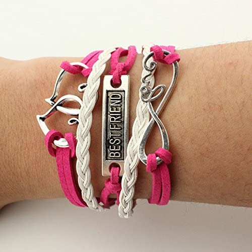 Pink and White Love Infinity Bestfriend Hearts Multi-Layered Bracelet
