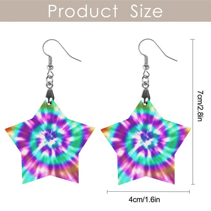 Wooden Tie Dye Swirl Earrings