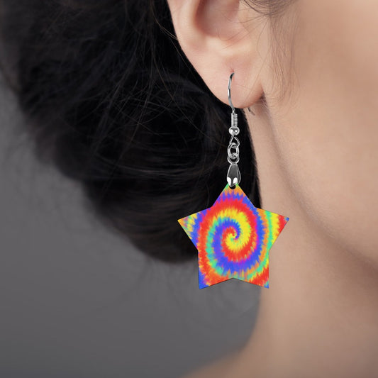 Wooden Tie Dye Swirl Earrings